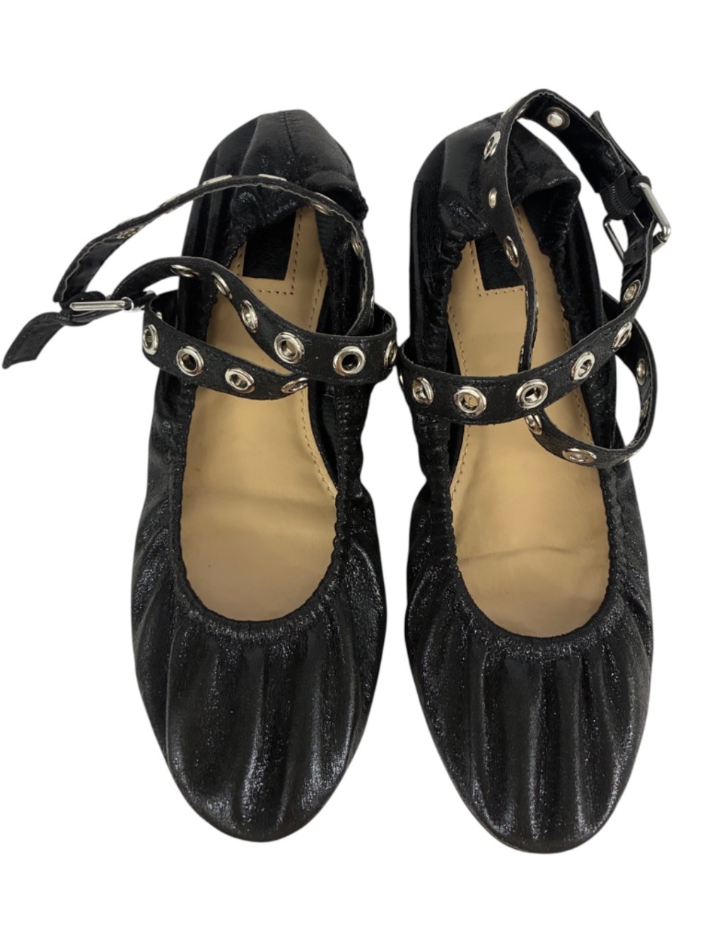 Fairy Grunge Grommet Strap Flats NWT 4 Punk Goth Rocker Black